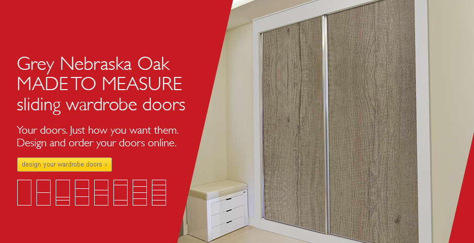 Grey Nebraska Oak Wood Sliding Wardrobe Door