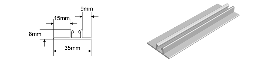 Aluminium single wide track dimensions